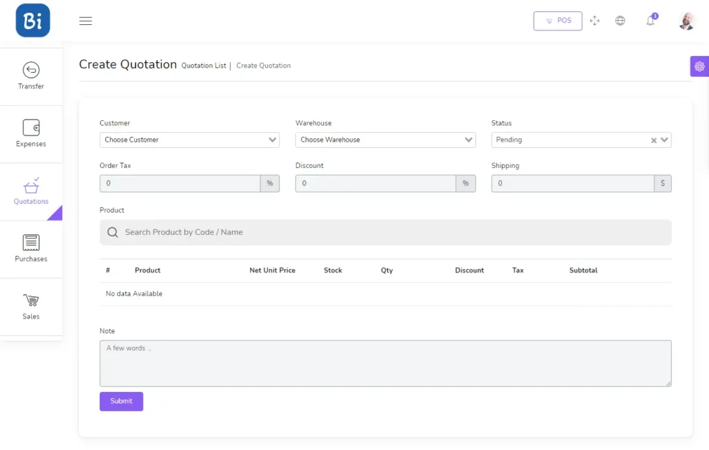 Business inFlow_create_quotation